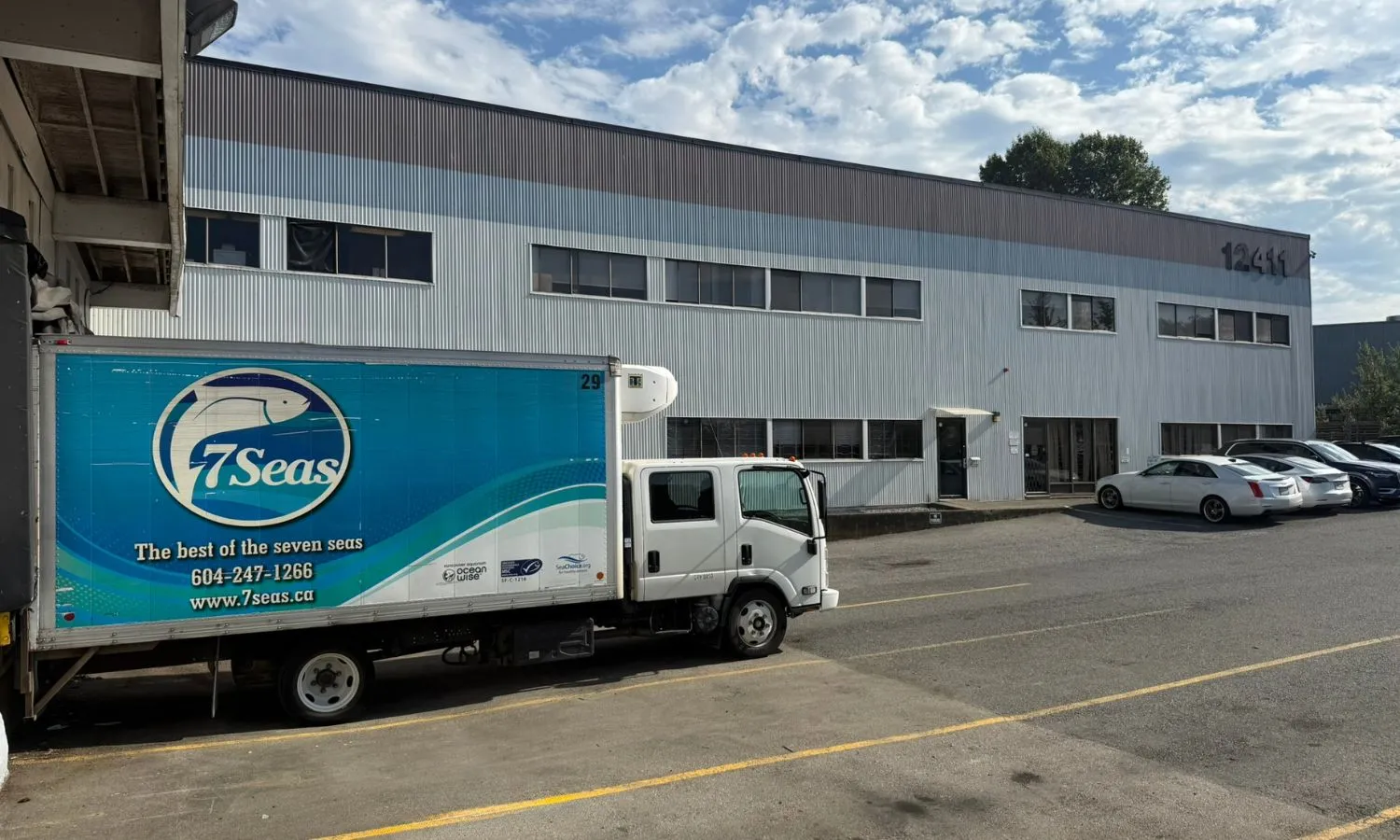 A 7 Seas refrigerated truck outside the Richmond facility