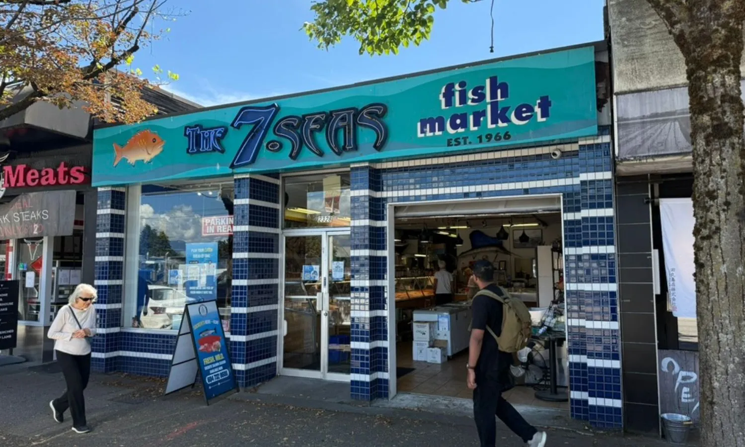 The 7 Seas Fish Market storefront on West 4th Avenue in Kitsilano, Vancouver